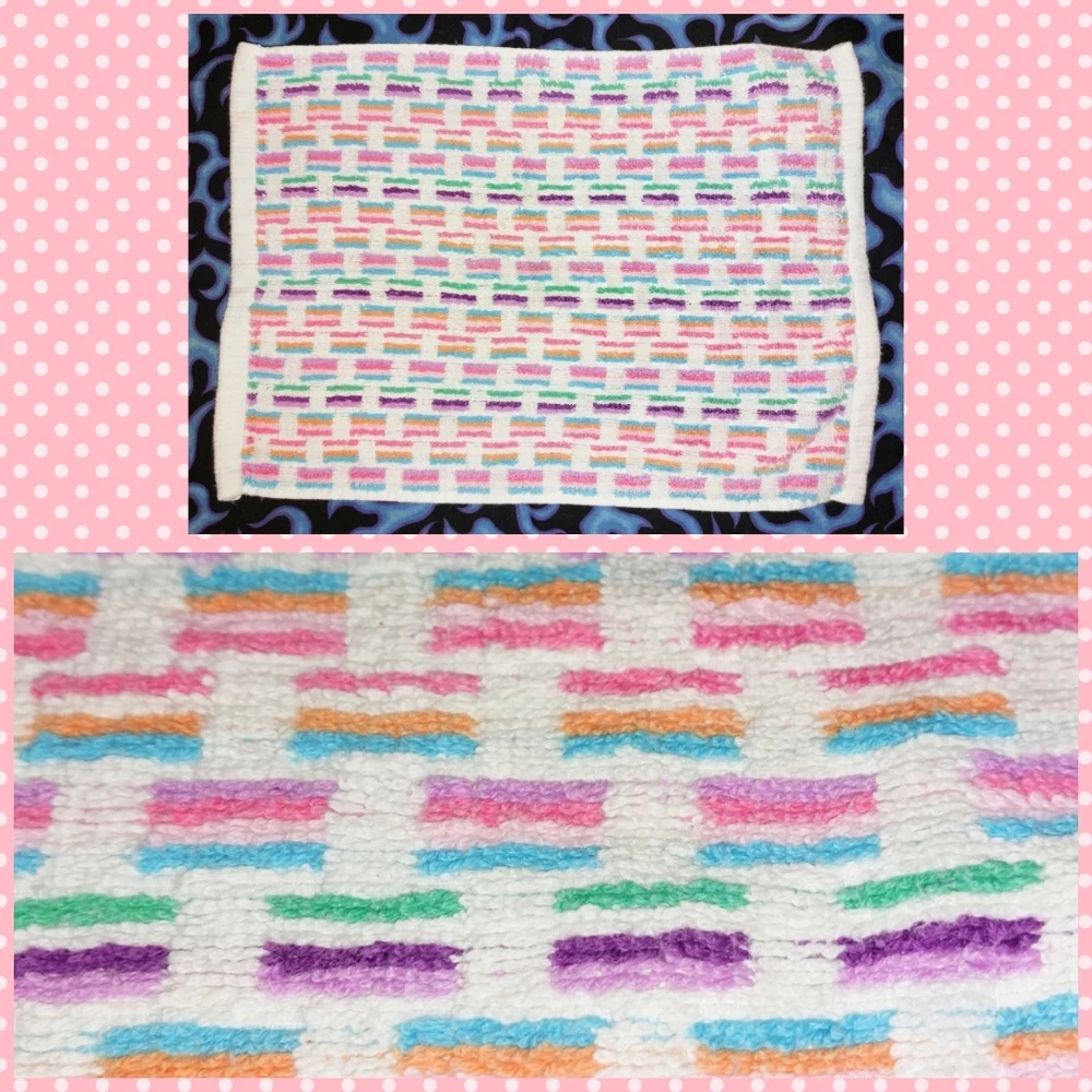 C Home brand 4Pc White/Multiclrs Segmented Stripes 100% Cotton Wash Face Towels